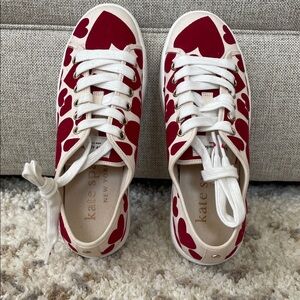 kate spade red heart print canvas sneakers